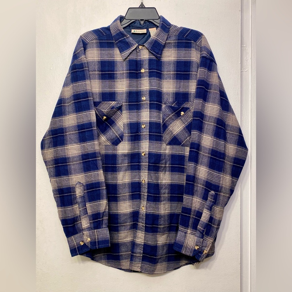 Northwest Territory Vintage Blue Plaid Button Down Men’s Flannel XL‎ Extra Large